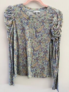 Maison d’Amelie Pastel Paisley Ruched Long-Sleeve Top - Pastel Multi